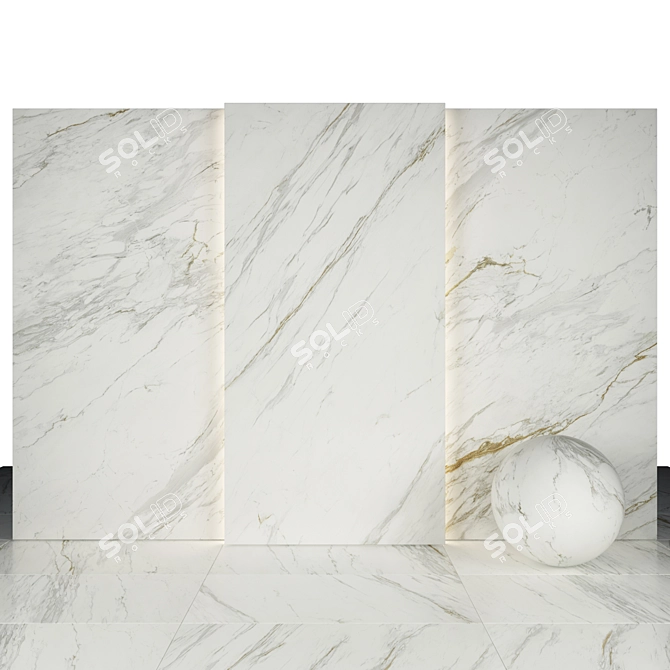 Glossy Impression White Marble 3D model image 1