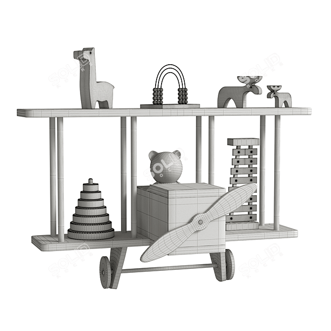 Wooden Plane Shelf Up! 3D model image 4