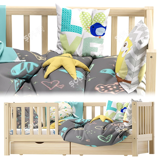 Henry Children's Bed with Drawers: Stylish and Functional 3D model image 3