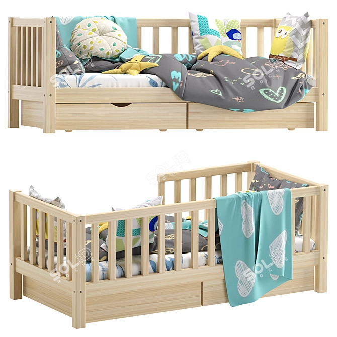 Henry Children's Bed with Drawers: Stylish and Functional 3D model image 4