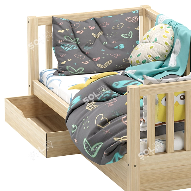 Henry Children's Bed with Drawers: Stylish and Functional 3D model image 5