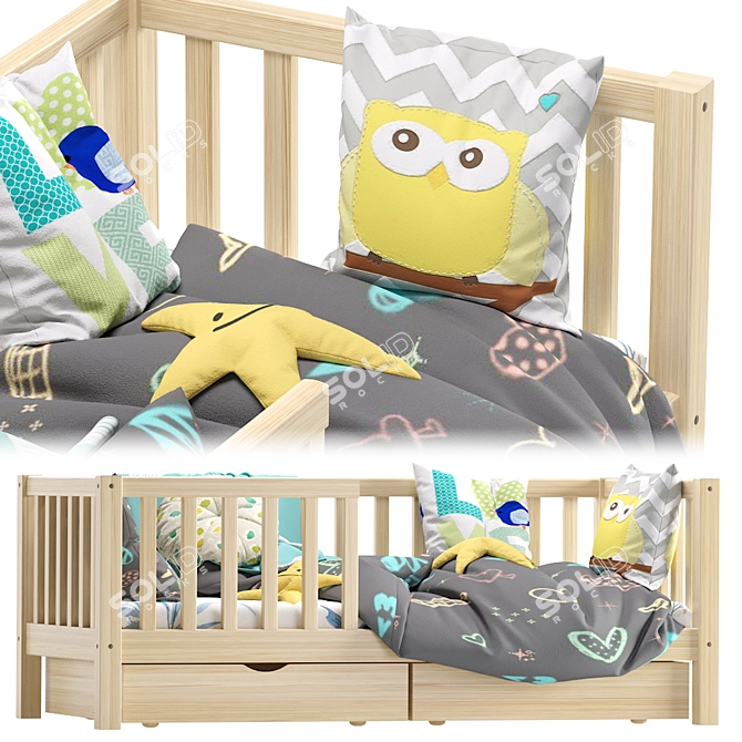 Henry Children's Bed with Drawers: Stylish and Functional 3D model image 6