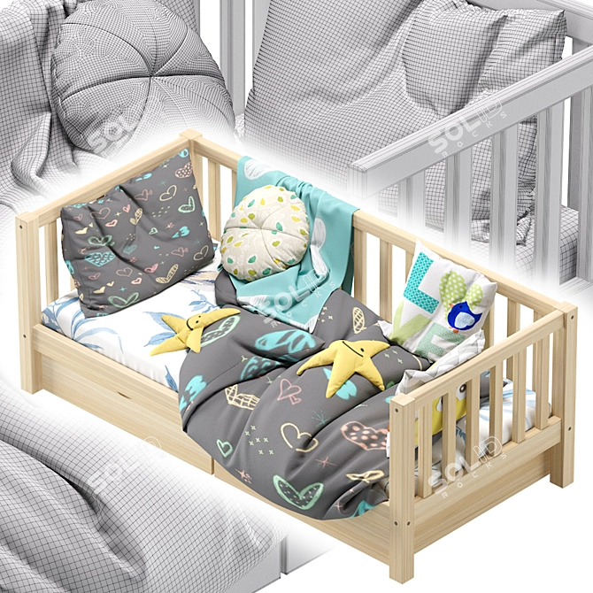 Henry Children's Bed with Drawers: Stylish and Functional 3D model image 7