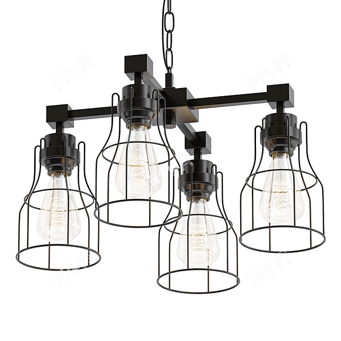 Industrial Wire Cage Chandelier 3D model image 1