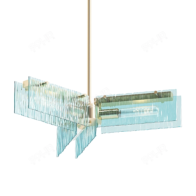 Ethereal Blue Glass Chandelier 3D model image 1
