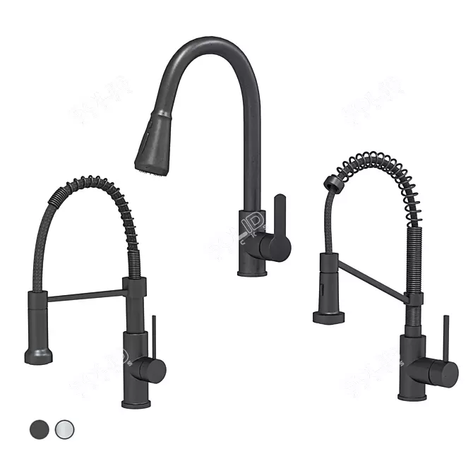 Sleek Modern Kitchen Faucet Set 3D model image 1