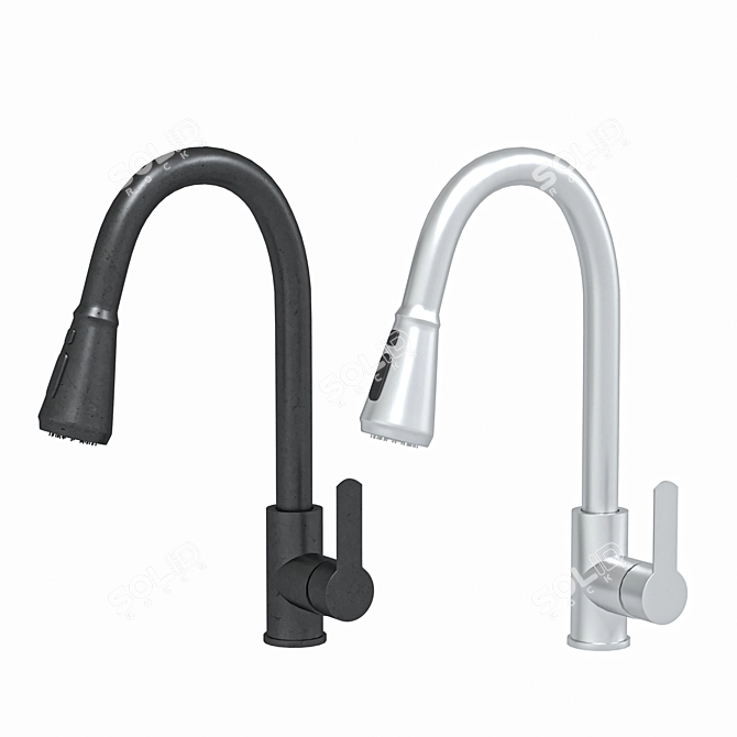 Sleek Modern Kitchen Faucet Set 3D model image 4