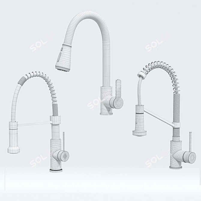 Sleek Modern Kitchen Faucet Set 3D model image 5