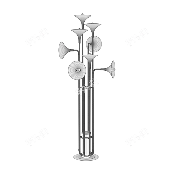 Elegant Brass Trumpet Floor Lamp 3D model image 3