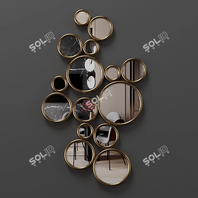 Versatile Round Mirrors: Bronze and Copper 3D model image 3