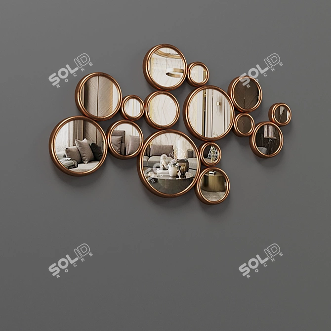 Versatile Round Mirrors: Bronze and Copper 3D model image 4