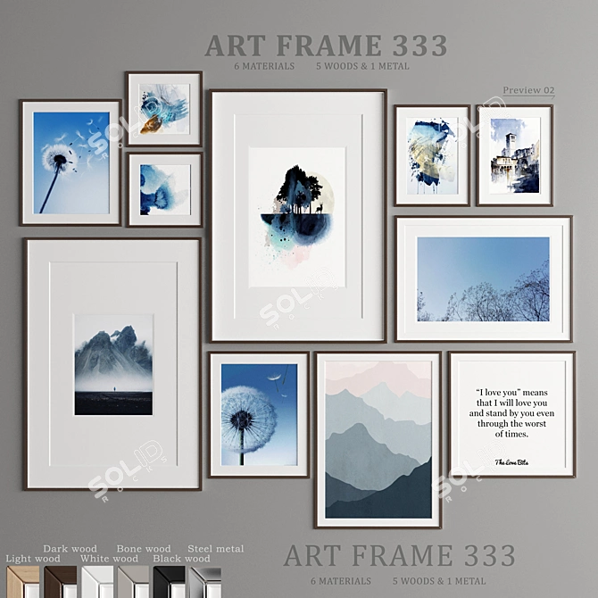 Versatile Art Frame Collection - Various Sizes & Materials 3D model image 1