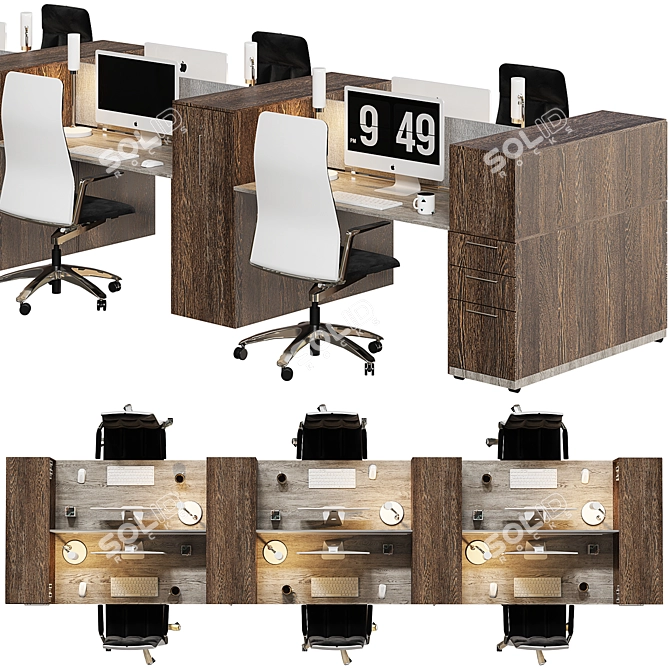 Streamline Office Furniture Set 3D model image 3