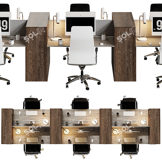 Streamline Office Furniture Set 3D model image 5