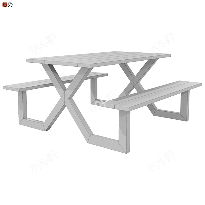 Park Bench-Table Combo 3D model image 2