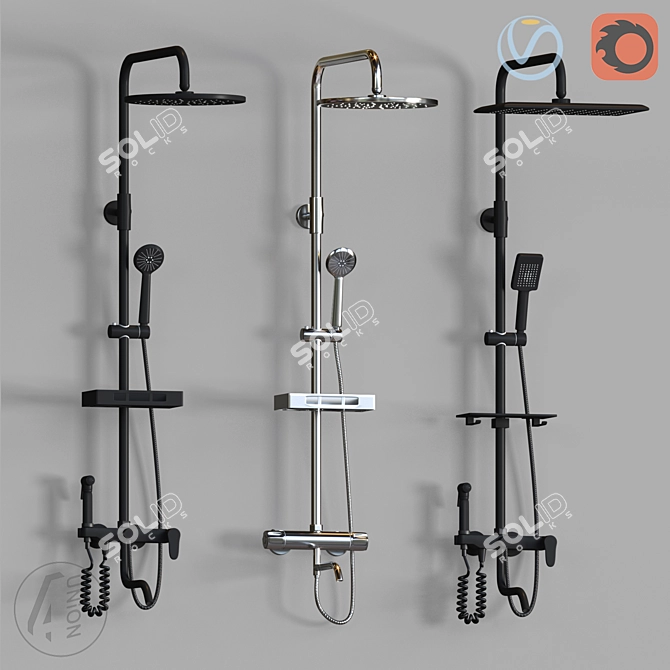 Luxury Shower System 3D model image 1