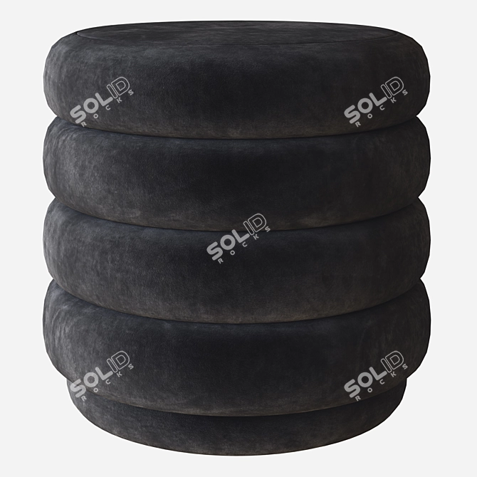 Faded Velvet Round Pouf by Ferm 3D model image 1