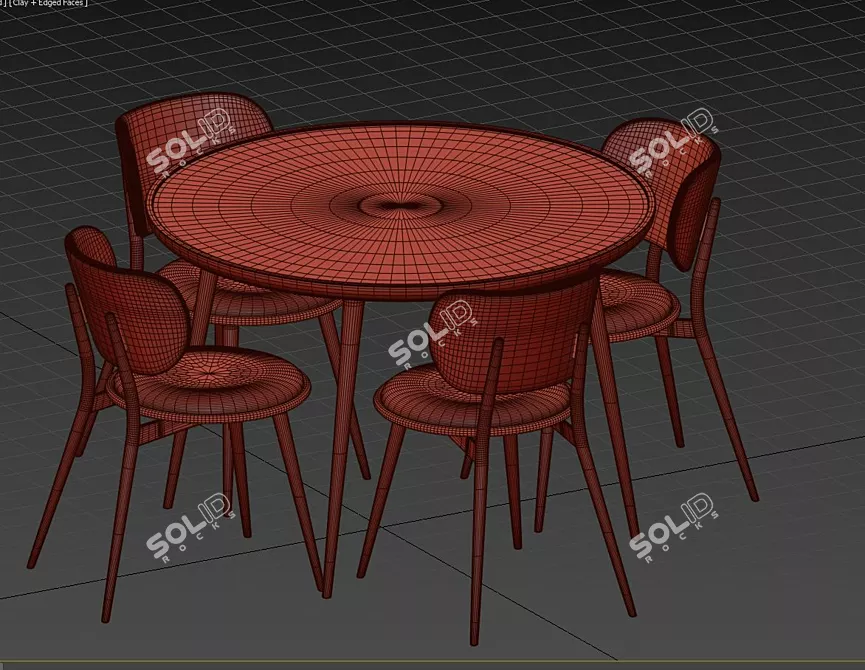 AVE MATER Elegant Dining Chair & Oval Lounge Table 3D model image 6