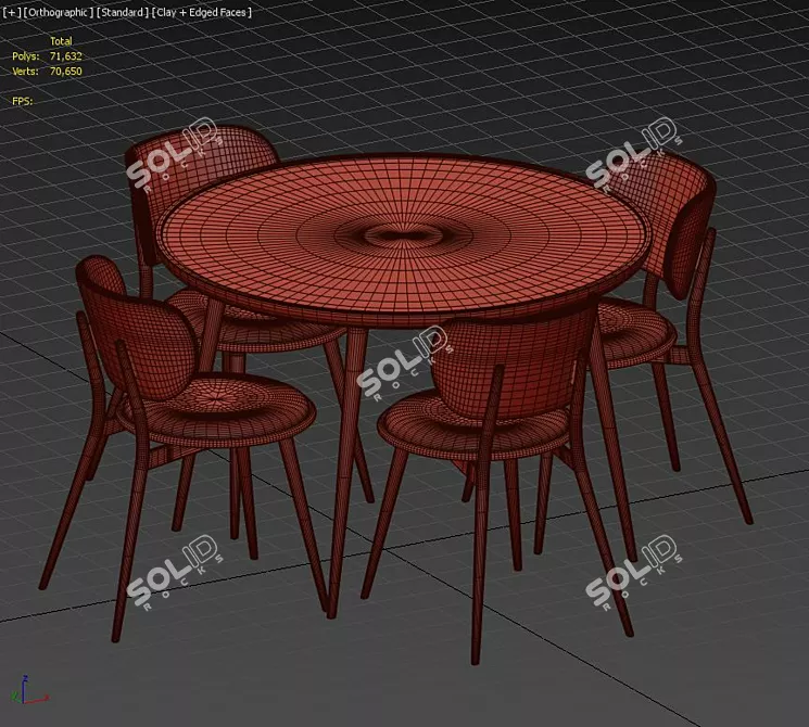 AVE MATER Elegant Dining Chair & Oval Lounge Table 3D model image 8