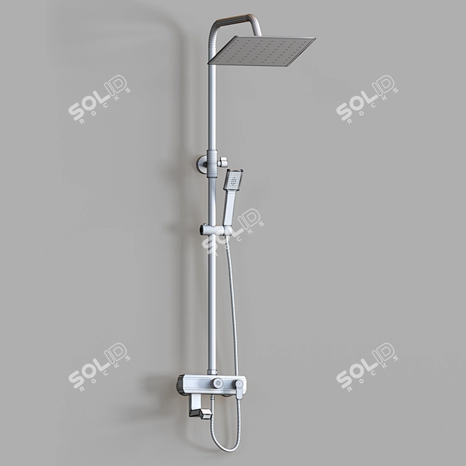 Luxurious Gold Shower System - Enhance Your Shower Experience 3D model image 2