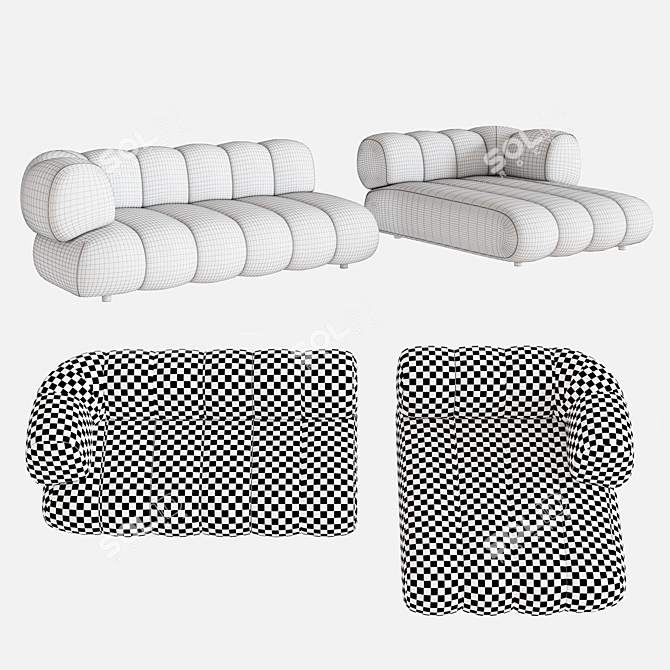 Contemporary INTERMEDE Modular Sofa 3D model image 4