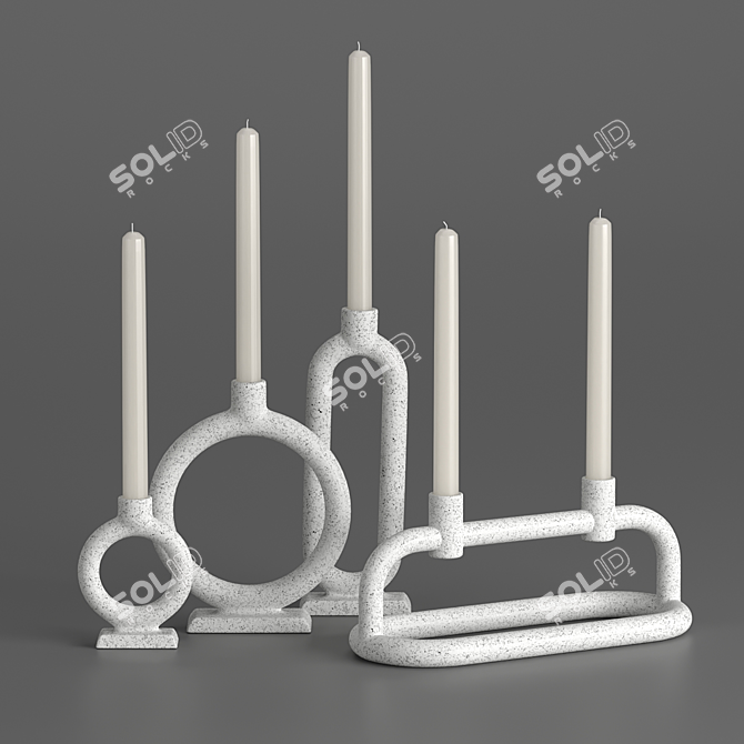 Elegant Lorin Taper Holder Set 3D model image 1