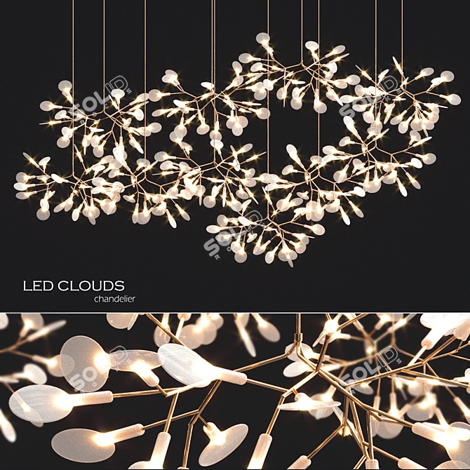 Majestic Led Clouds Chandelier 3D model image 1