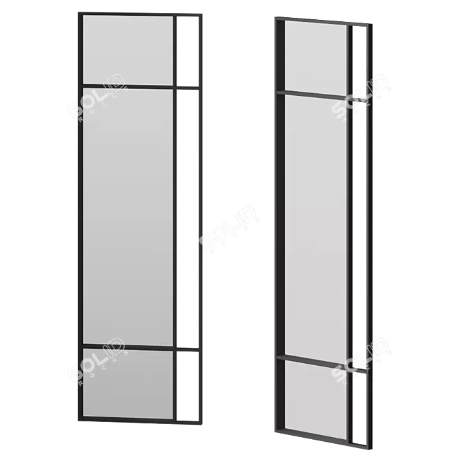 Industrial Black Grid Floor Mirror - Modern Geometric Design 3D model image 1