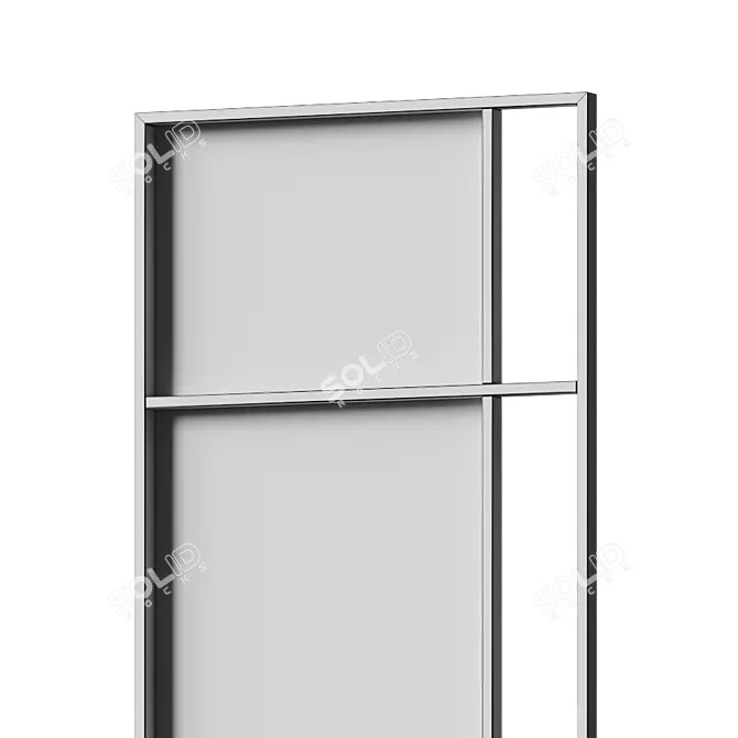 Industrial Black Grid Floor Mirror - Modern Geometric Design 3D model image 4