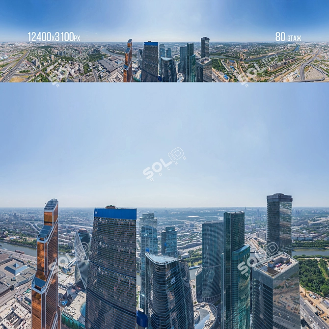 Panorama Moscow City: 20th-80th Floor Day/Night Set 3D model image 1