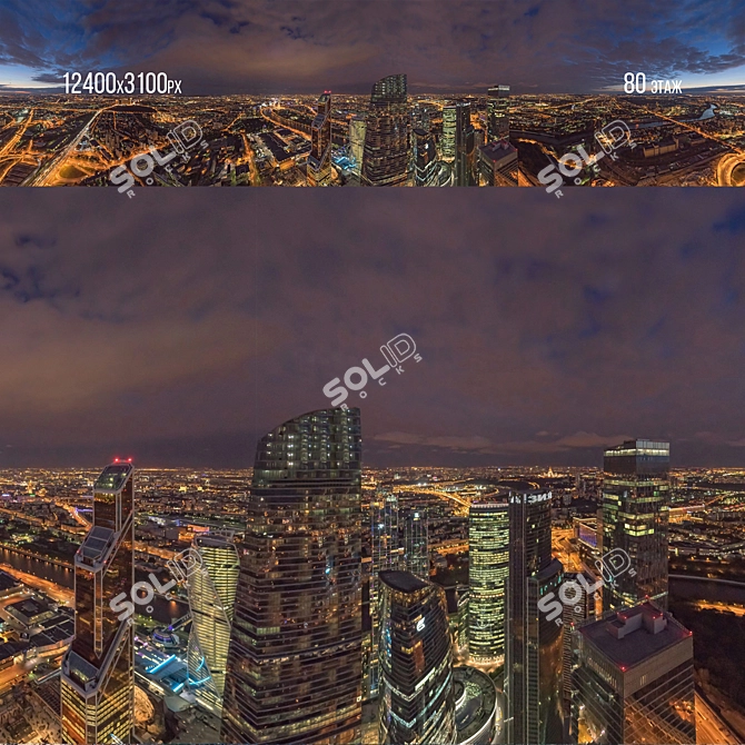 Panorama Moscow City: 20th-80th Floor Day/Night Set 3D model image 2