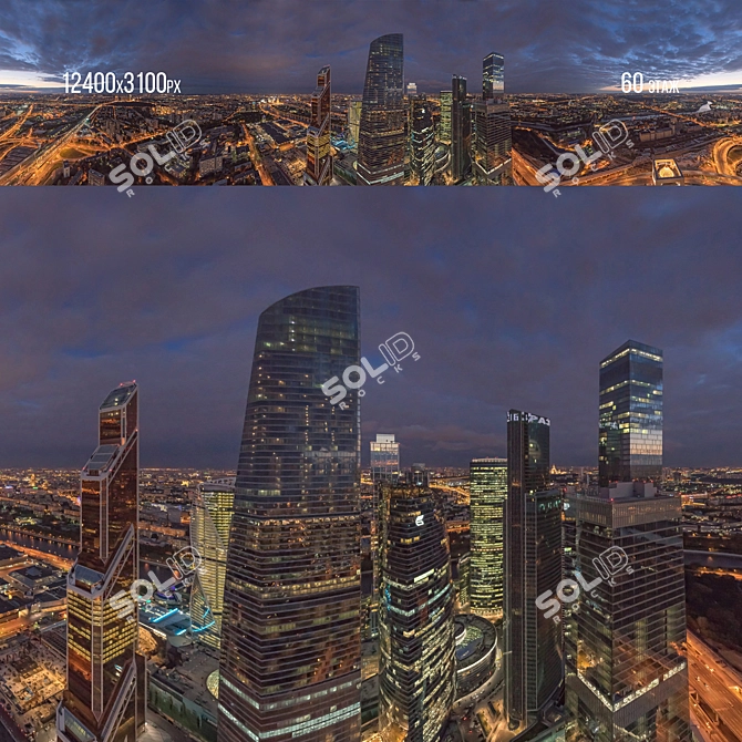 Panorama Moscow City: 20th-80th Floor Day/Night Set 3D model image 4