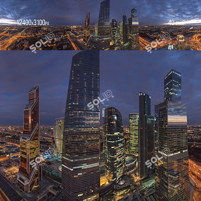 Panorama Moscow City: 20th-80th Floor Day/Night Set 3D model image 6