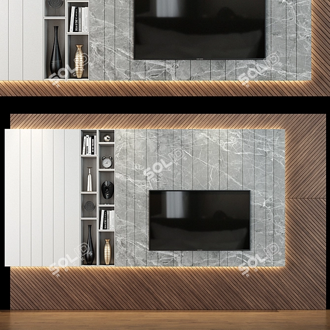 SleekModern TV Wall Set 3D model image 1