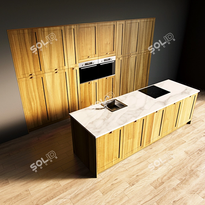 Sleek Kitchen Island Set 3D model image 2