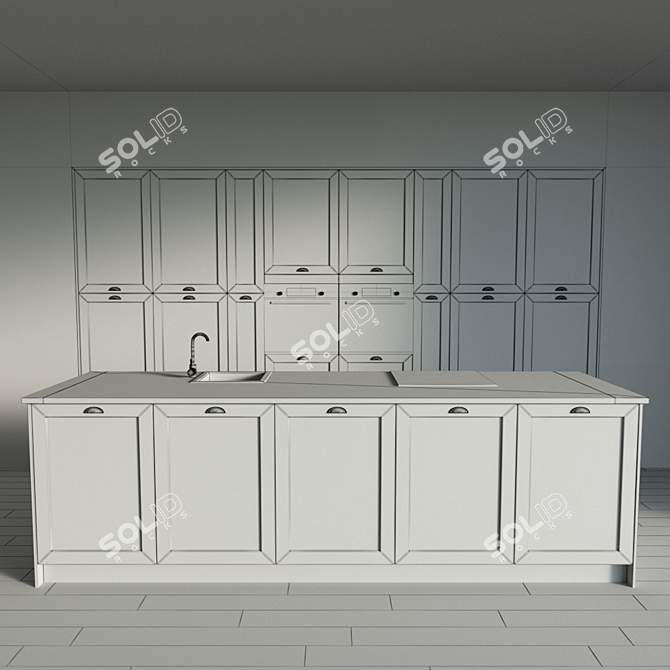 Sleek Kitchen Island Set 3D model image 5