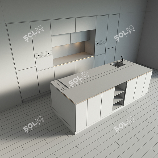 Modern Kitchen Island Design 3D model image 4