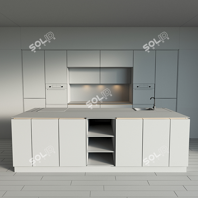 Modern Kitchen Island Design 3D model image 5