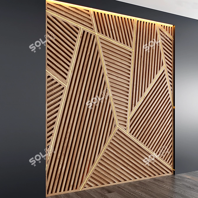 Natural Wood Panel Art - 2400x2700mm 3D model image 1