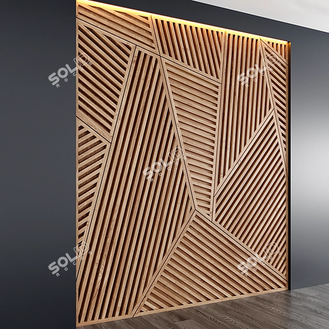 Natural Wood Panel Art - 2400x2700mm 3D model image 3