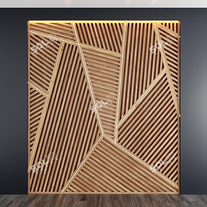 Natural Wood Panel Art - 2400x2700mm 3D model image 4