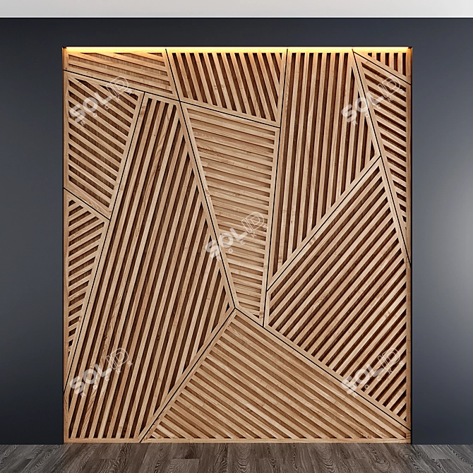 Natural Wood Panel Art - 2400x2700mm 3D model image 5