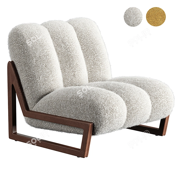 Theodore Luxe Velvet Armchair 3D model image 1