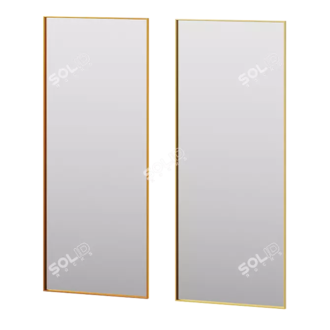 Gold Leaner: Minimalistic Floor Mirror 3D model image 1