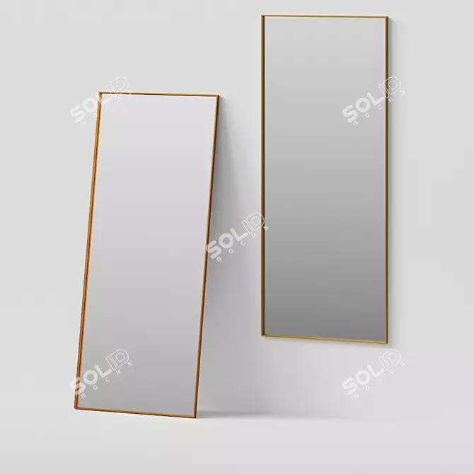 Gold Leaner: Minimalistic Floor Mirror 3D model image 2