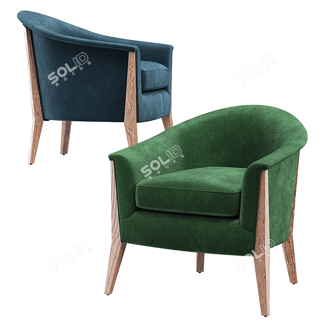 Plush Azure Nomad Chair 3D model image 2