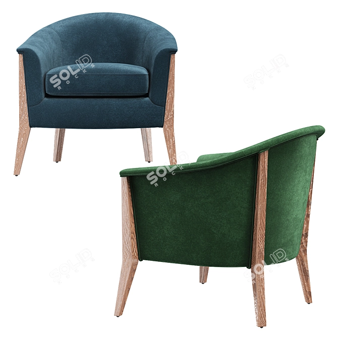 Plush Azure Nomad Chair 3D model image 3