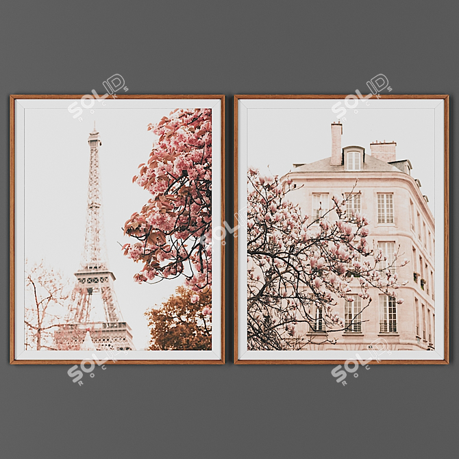 Wooden Frame Picture Set 3D model image 1