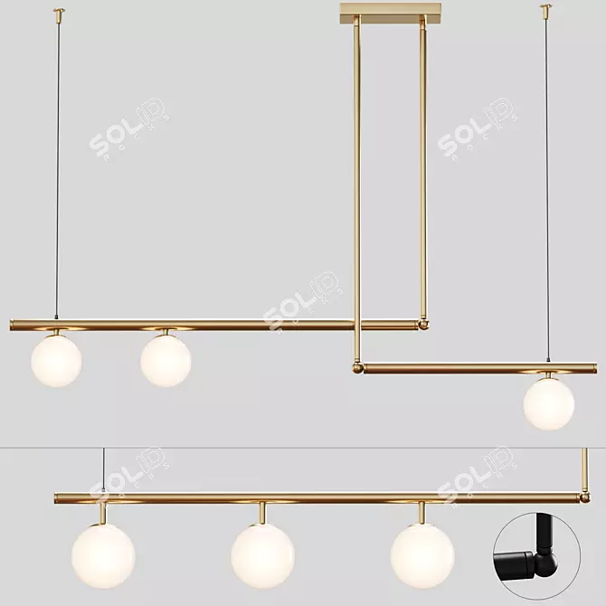 Modern Gold and Black Pendant Lights 3D model image 1