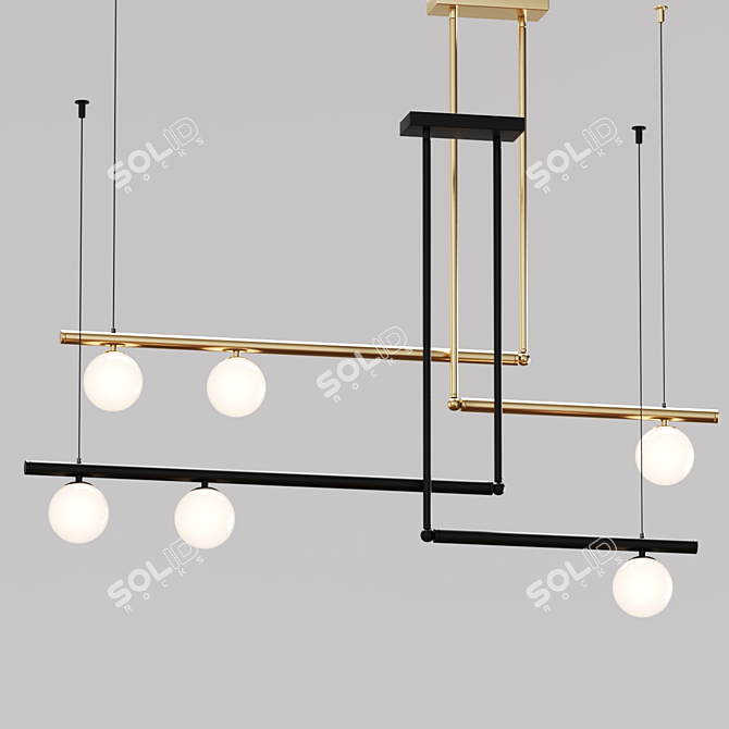 Modern Gold and Black Pendant Lights 3D model image 2